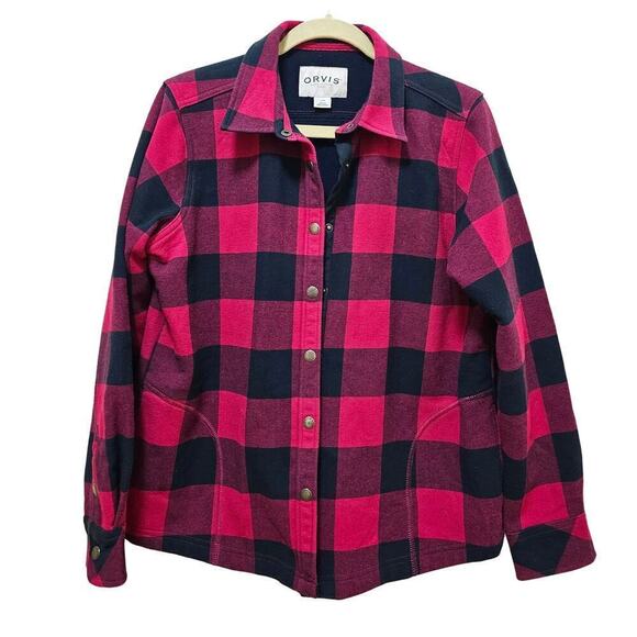 Orvis Classic Collection Shacket Red Black checkers. Sz Ws Large. Fleece lined. - Picture 1 of 13
